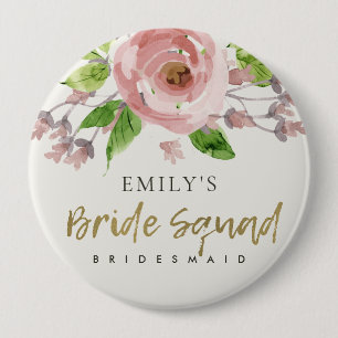 BADGE ROND 10 CM ROSE ROSE ROSE EAU COULEUR FLORAL BRIDE SQUAD BRID