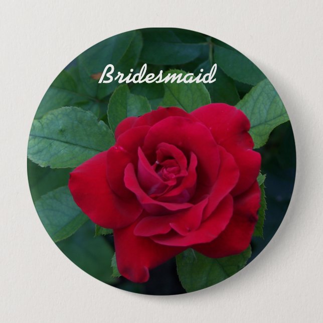 Badge Rond 10 Cm Rose rouge de près (Devant)