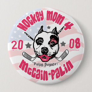 Badge Rond 10 Cm Rouge à lèvres 2 de pitbull de mamans d'hockey