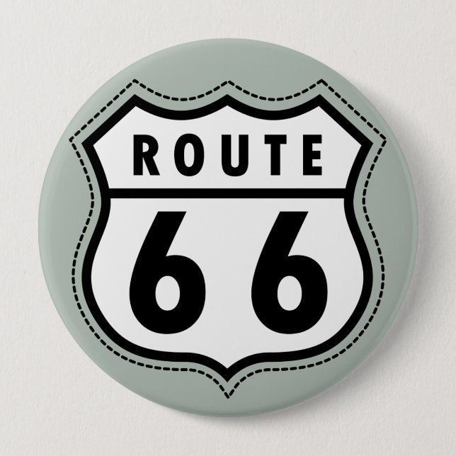Badge Rond 10 Cm Route 66 Gris cendré (Devant)