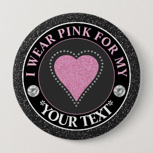 Badge Rond 10 Cm Ruban de Sensibilisation au Cancer du Sein Je port