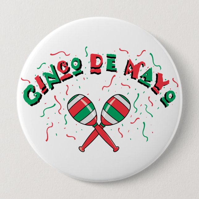 Badge Rond 10 Cm Rubans & Maracas - (Devant)