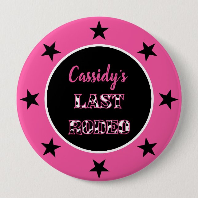 Badge Rond 10 Cm Sa Dernière soirée de bachelorette Rodeo Disco (Devant)