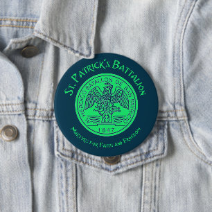 Badge Rond 10 Cm Saint Patrick's Battalion San Patricios Catholique