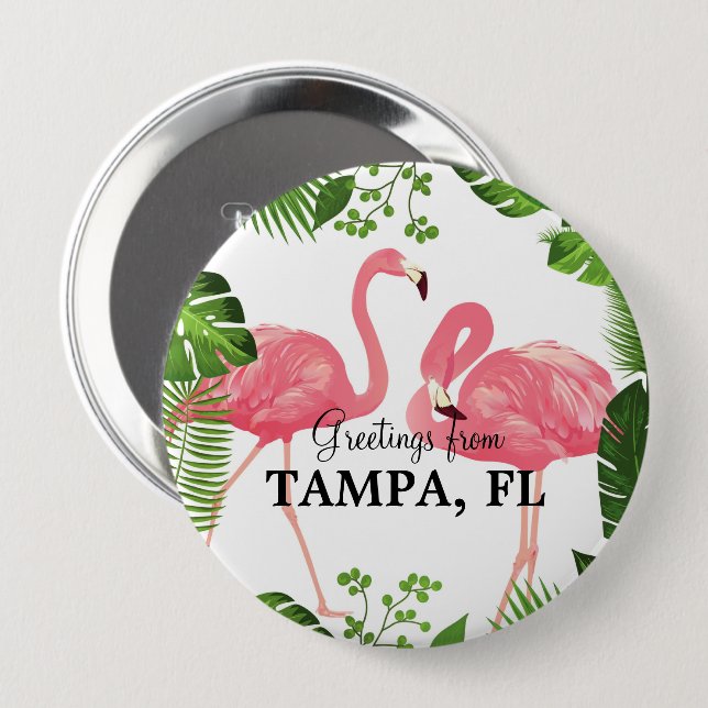 Badge Rond 10 Cm Salutations de Tampa, FL (Devant & derrière)