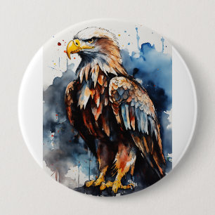 Badge Rond 10 Cm Samurai Eagle : Scène de champ de bataille hyper-r
