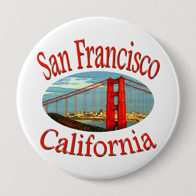 Badge Rond 10 Cm San Francisco la Californie (Devant)
