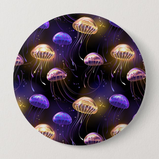 Badge Rond 10 Cm Sans joint avec méduse éclatante (Devant)