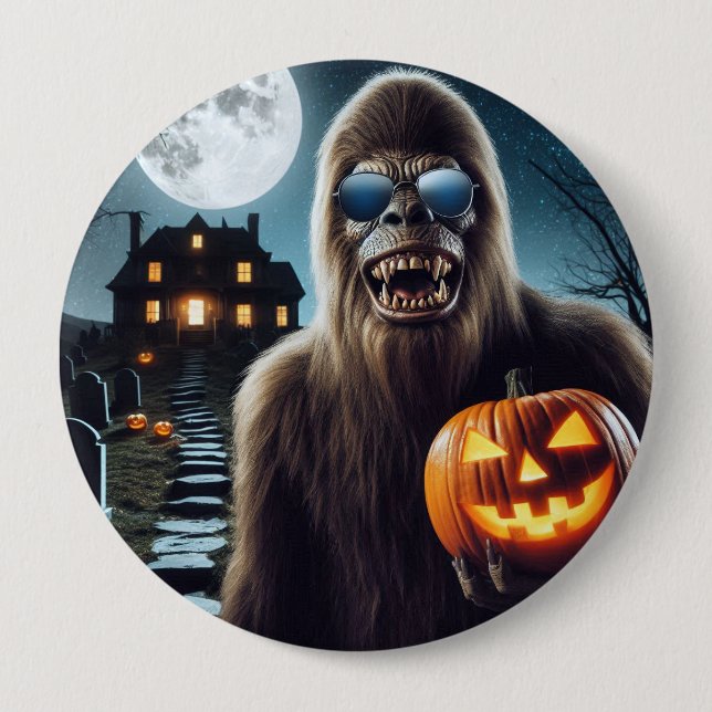 Badge Rond 10 Cm Sasquatch sur Halloween (Devant)
