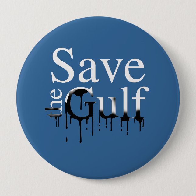 BADGE ROND 10 CM SAUVEZ LE GULF (Devant)