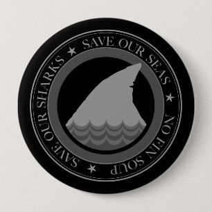 Badge Rond 10 Cm sauvez les requins