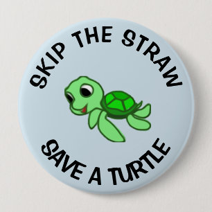 Badge Rond 10 Cm Sauvez un bouton de tortue