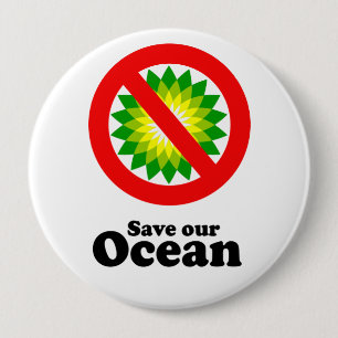 BADGE ROND 10 CM SAUVONS NOS OCÉANS
