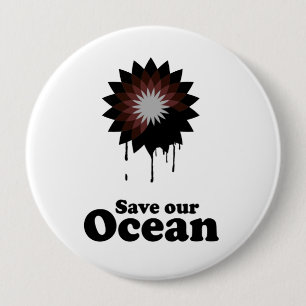 BADGE ROND 10 CM SAUVONS NOS OCÉANS