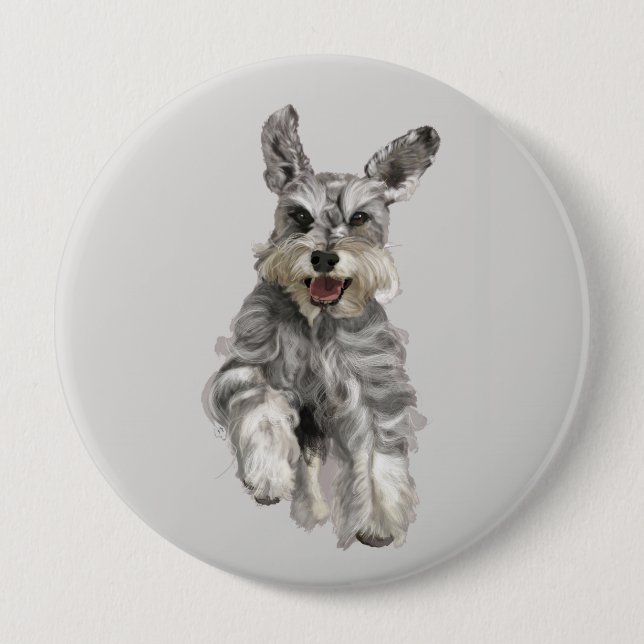 Badge Rond 10 Cm Schnauzer (Devant)