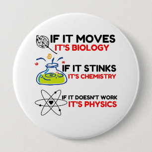 BADGE ROND 10 CM SCIENCE BIOLOGY CHIMIISTRY PHYSICS