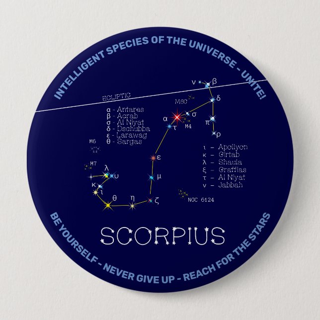 Badge Rond 10 Cm Scorpie Constellation Zodiaque (Devant)