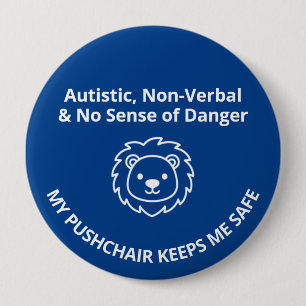 Badge Rond 10 Cm Sécurité personnalisée pour enfants autistes non v
