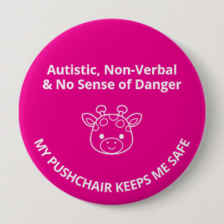 Badge Rond 10 Cm Sécurité personnalisée pour enfants autistes non v