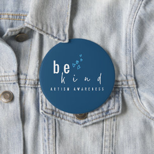 Badge Rond 10 Cm sensibilisation à l'autisme soyez gentil cœurs ble