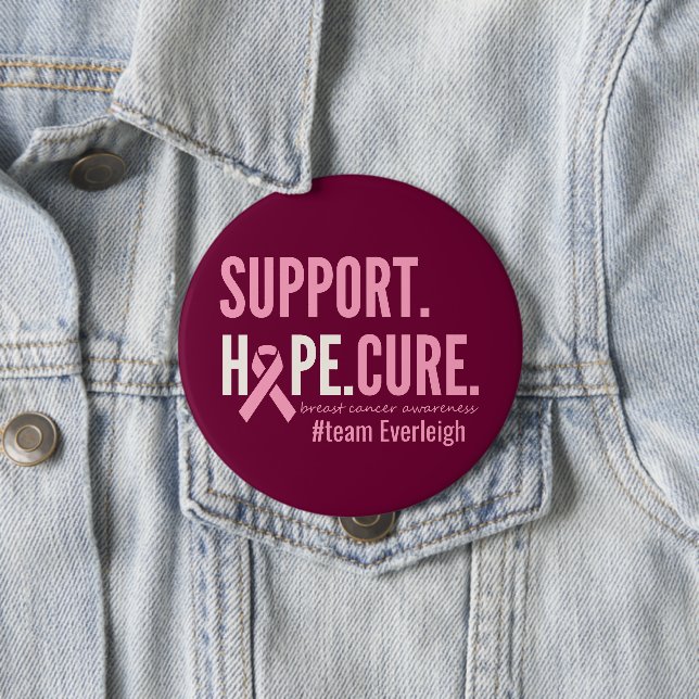 Badge Rond 10 Cm sensibilisation au cancer du sein Bouton personnal (En situation)