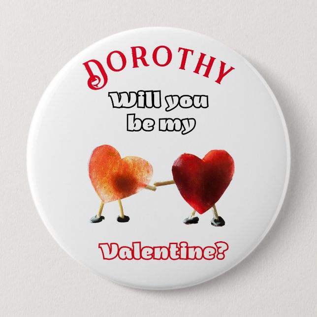 Badge Rond 10 Cm Seras-tu ma Saint-Valentin ? (Devant)