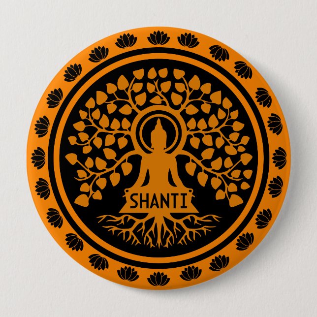 Badge Rond 10 Cm Siddhartha Gautama, Art Bouddhiste (Devant)