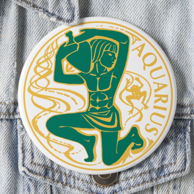 Badge Rond 10 Cm Signe Aquarius du Zodiaque sur un (Créateur téléchargé)
