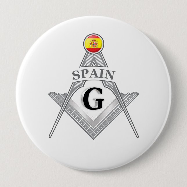 Badge Rond 10 Cm Signe de franc-maçonnerie d'Espagne (Devant)