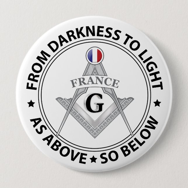 Badge Rond 10 Cm signe de franc-maçonnerie France (Devant)