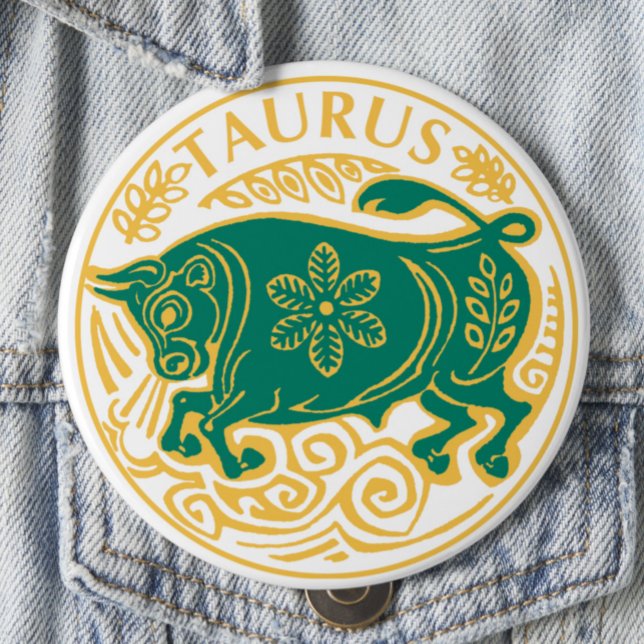 Badge Rond 10 Cm Signe de Taurus du Zodiaque sur un (Créateur téléchargé)