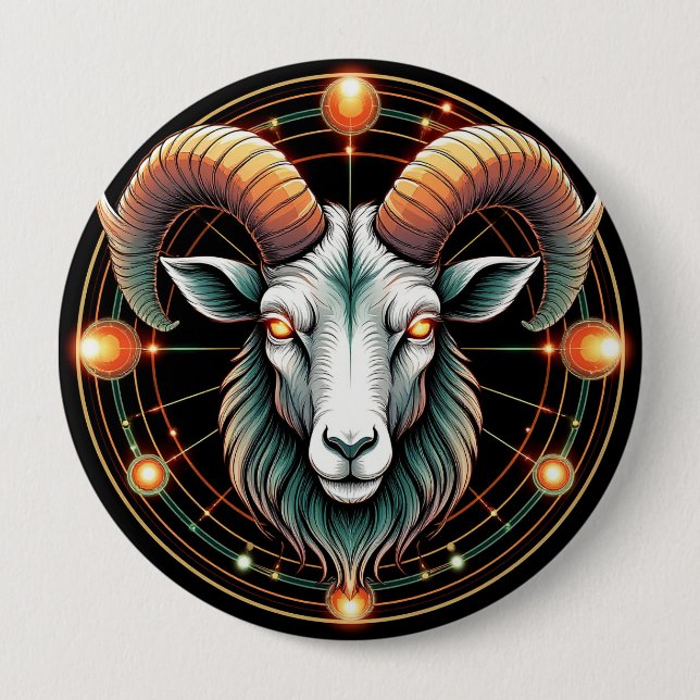 Badge Rond 10 Cm Signe du zodiaque Bélier (Devant)