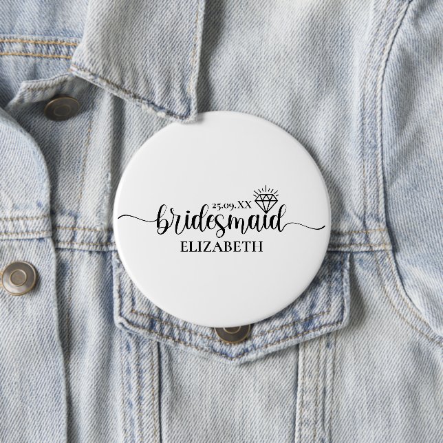 Badge Rond 10 Cm Simple Diamond Elegant Écriture Weekend Entre Fill (En situation)