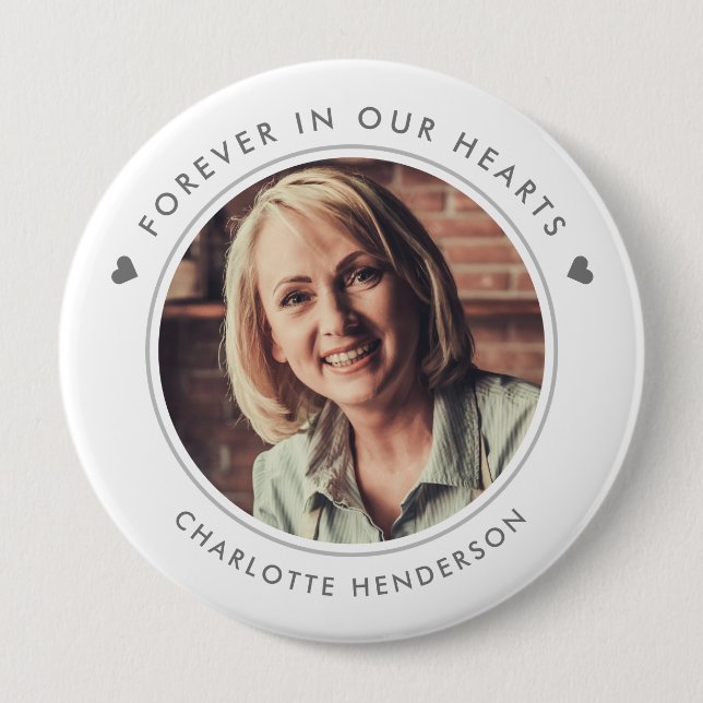 Badge Rond 10 Cm Simple Moderne Pour Toujours Dans Notre Coeur Bout (Devant)