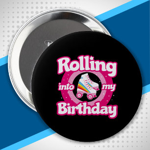 Badge Rond 10 Cm Skate Party - Roller Roller Roller Patinage Annive