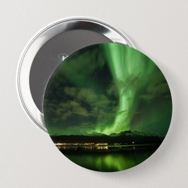 Badge Rond 10 Cm Skibotn Northern Lights (Devant & derrière)