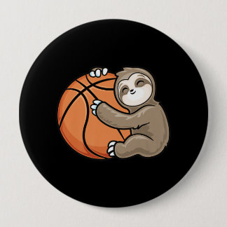 Badge Rond 10 Cm Sloth Basketball Player Amoureux des animaux sport