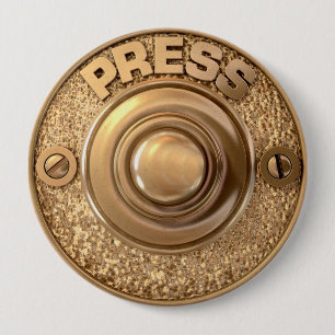 Badge Rond 10 Cm Sonnette en laiton vintage