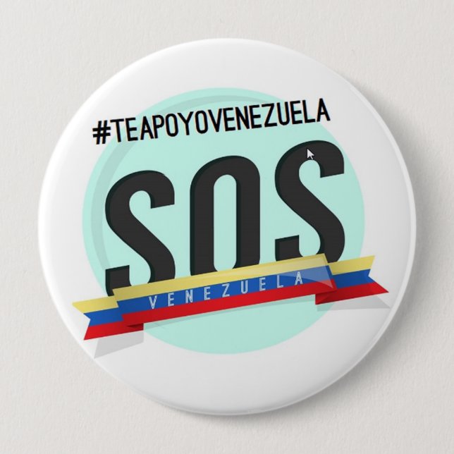 BADGE ROND 10 CM SOS VENEZUELA (Devant)