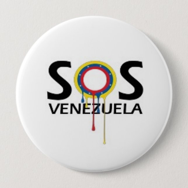 Badge Rond 10 Cm SOS Venezuela (Devant)