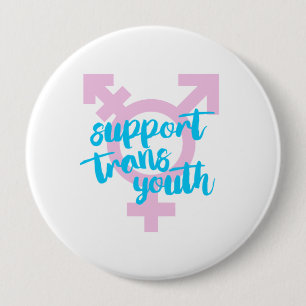 Badge Rond 10 Cm Soutien aux jeunes trans - Symbole Trans - - 