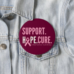 Badge Rond 10 Cm soutien du cancer du sein espoir guérison Bouton