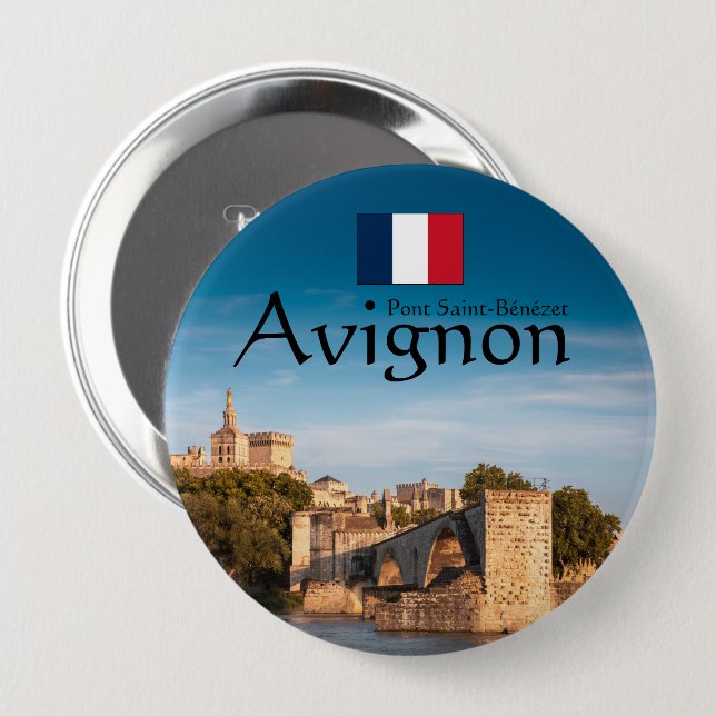 Badge Rond 10 Cm Souvenir d'Avignon (Devant & derrière)