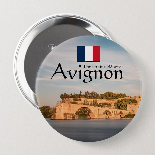 Badge Rond 10 Cm Souvenir d'Avignon (Devant & derrière)