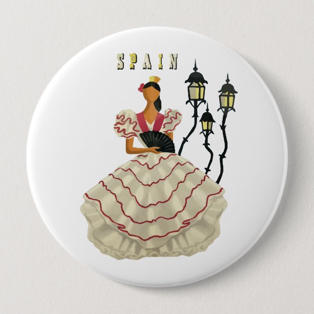 Badge Rond 10 Cm Spanish Flamenco Dancer woman Spain Travel Art    (Devant)