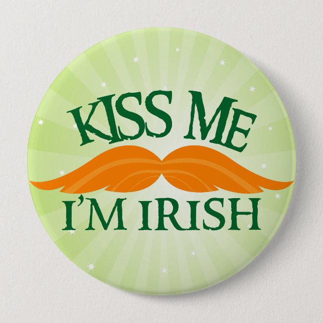 Badge Rond 10 Cm Stache irlandaise (Devant)