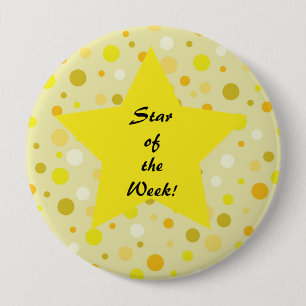 Badge Rond 10 Cm Star of the Week Yellow Star Dot background