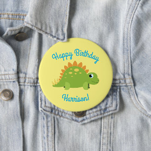 Badge Rond 10 Cm Stegosaurus Dinosaur fête d'anniversaire