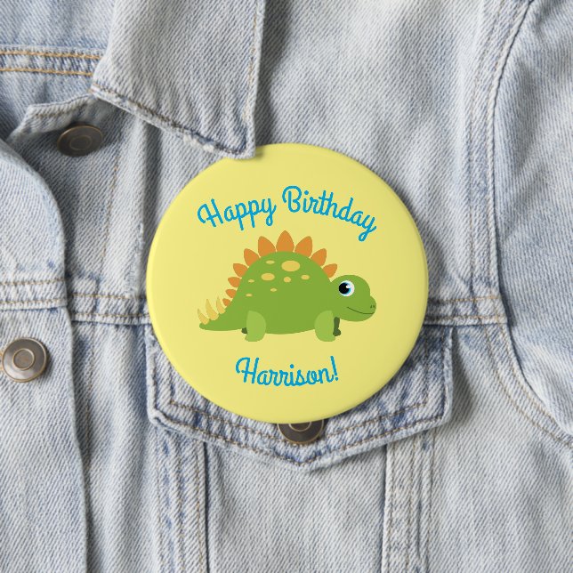Badge Rond 10 Cm Stegosaurus Dinosaur fête d'anniversaire (En situation)