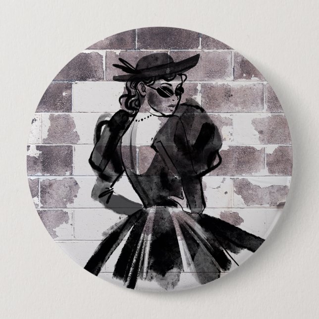 Badge Rond 10 Cm "Street Muse - La mode au mur" (Devant)
